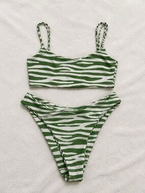 Target Green and White Zebra Print Bikini Set
